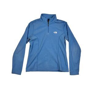 The North Face TKA 100 Fleece Pullover Womens Medium Blue Quarter Zip Sweater